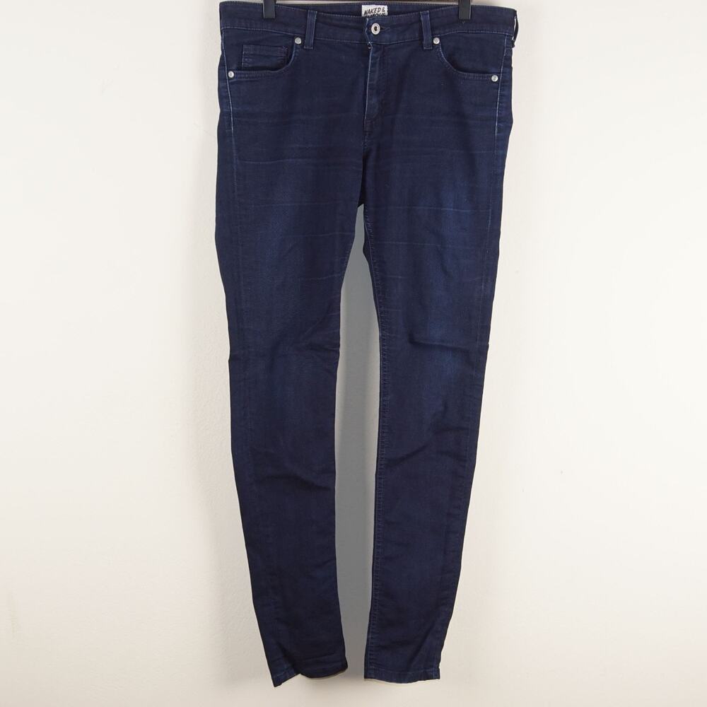 Naked and Famous The Skinny Indigo Blue Dark Wash Low Rise Stretch Jeans Sz 31
